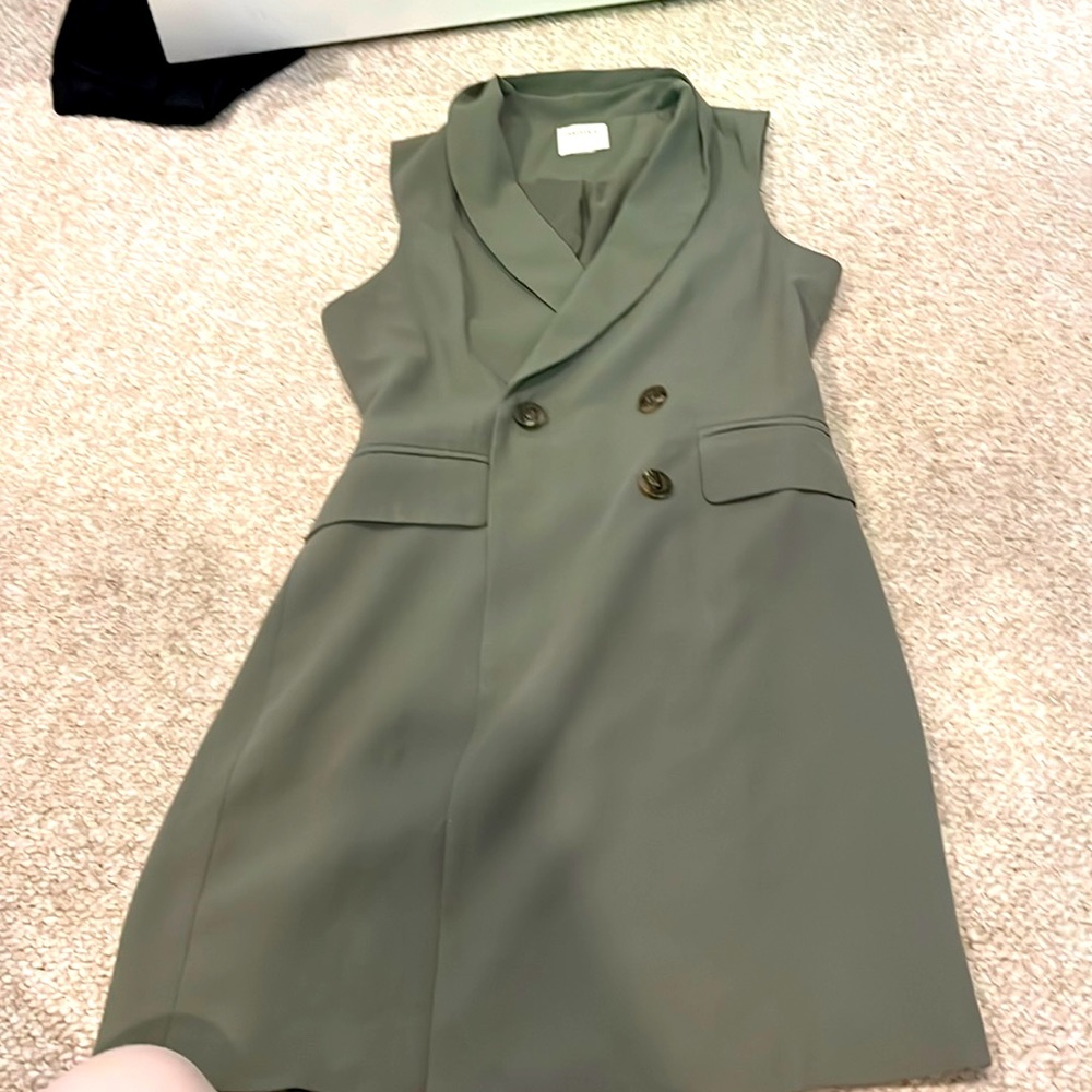 Military green fitted blazer dress